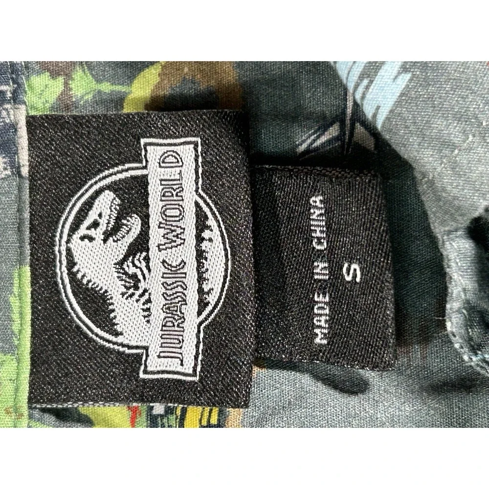Jurassic World Youth Sz S 100% Cotton Jurassic Park Hawaiian Button Up‎ Shirt